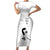 Lung Cancer Awareness Family Matching Short Sleeve Bodycon Dress and Hawaiian Shirt Never Give Up Polynesian Style LT05 Mom's Dress White - Polynesian Pride