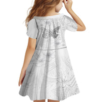Lung Cancer Awareness Kid Short Sleeve Dress Never Give Up Polynesian Style LT05 - Polynesian Pride
