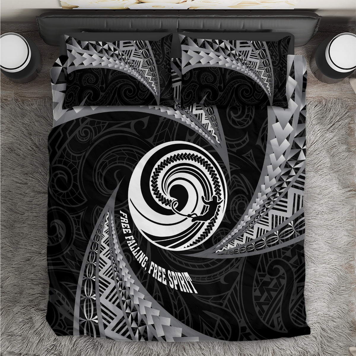 New Zealand Bungy Jumping Bedding Set Maori Pattern LT05 Black - Polynesian Pride