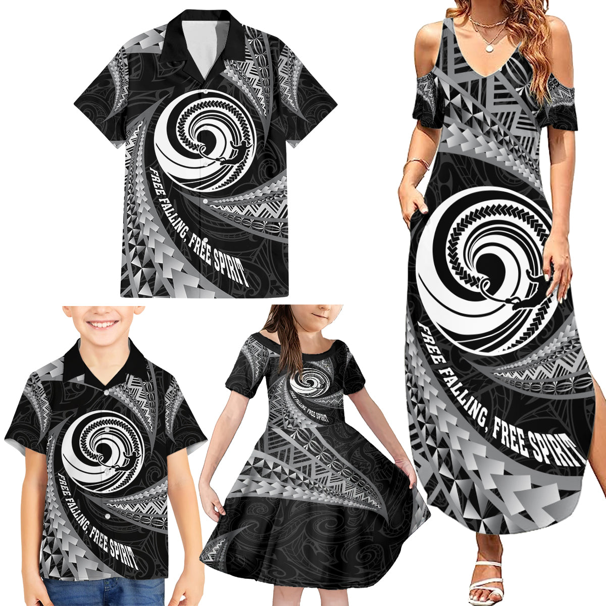 Personalised New Zealand Bungy Jumping Family Matching Summer Maxi Dress and Hawaiian Shirt Maori Pattern LT05 - Polynesian Pride