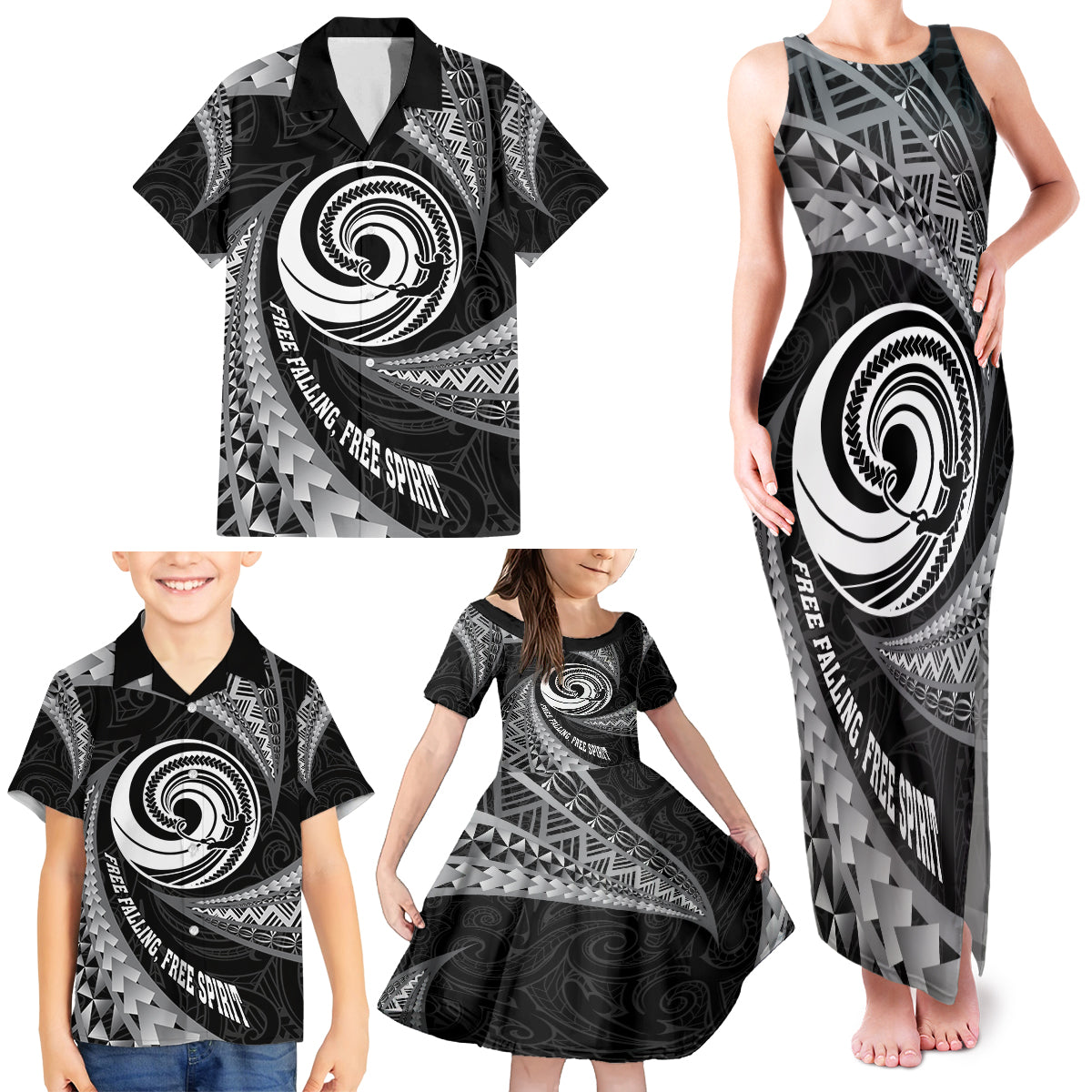 Personalised New Zealand Bungy Jumping Family Matching Tank Maxi Dress and Hawaiian Shirt Maori Pattern LT05 - Polynesian Pride