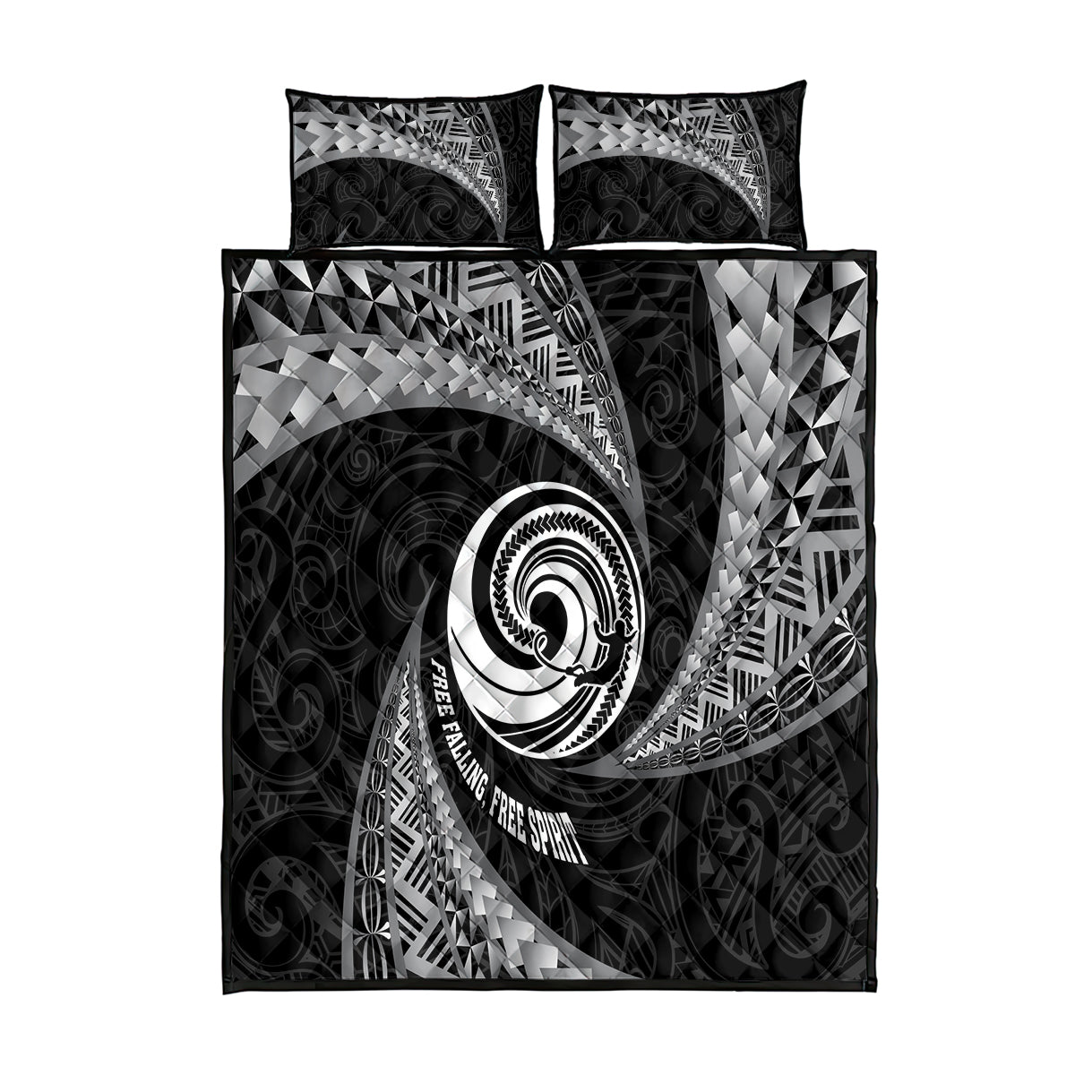 New Zealand Bungy Jumping Quilt Bed Set Maori Pattern LT05 Black - Polynesian Pride