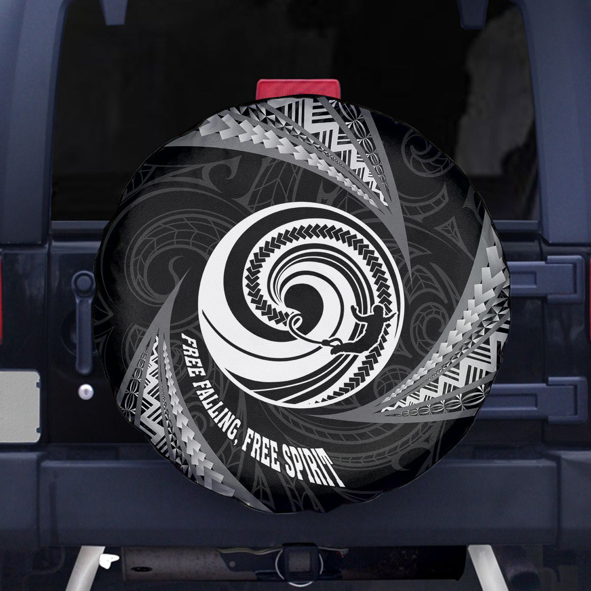 New Zealand Bungy Jumping Spare Tire Cover Maori Pattern LT05 Black - Polynesian Pride