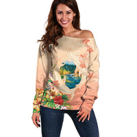Hawaii Kauai Na Pali Coast Landscape Off Shoulder Sweater LT05 Women Peach - Polynesian Pride