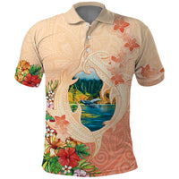 Hawaii Kauai Na Pali Coast Landscape Polo Shirt LT05 Peach - Polynesian Pride