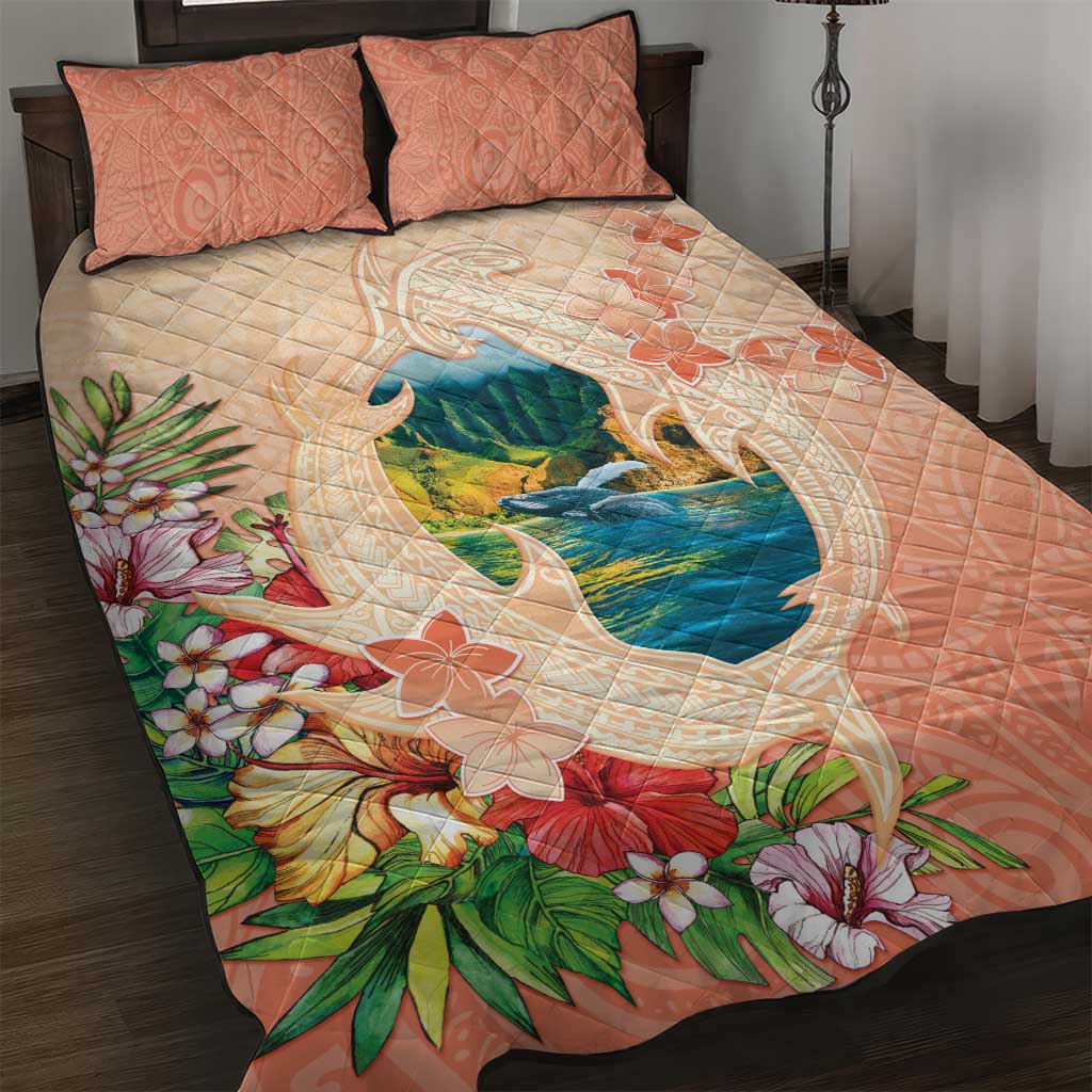 Hawaii Kauai Na Pali Coast Landscape Quilt Bed Set LT05 Peach - Polynesian Pride