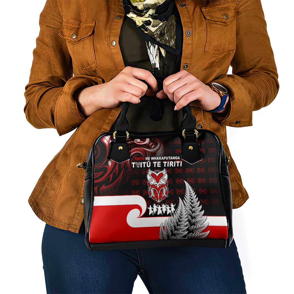 Aotearoa Toitu He Whakaputanga Shoulder Handbag Toitu Te Tiriti O Waitangi LT05 - Polynesian Pride
