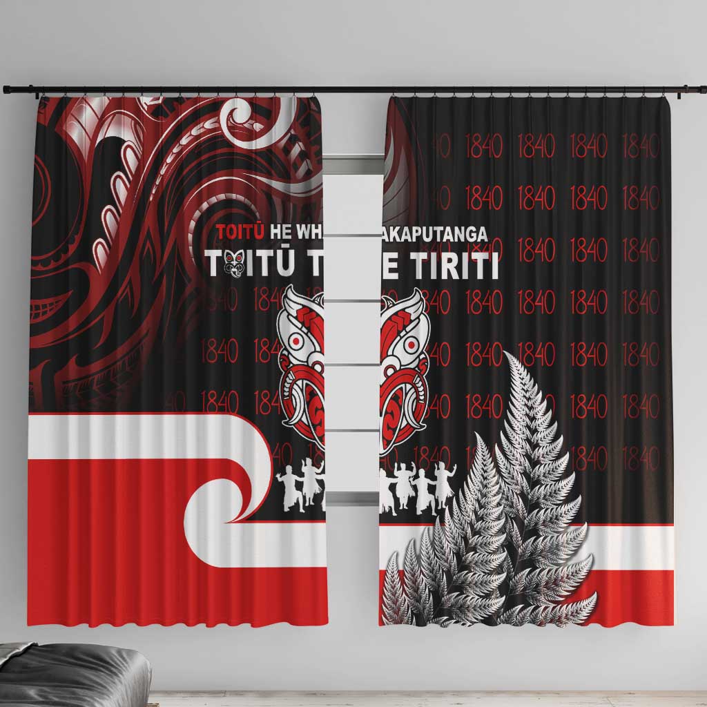 Aotearoa Toitu He Whakaputanga Window Curtain Toitu Te Tiriti O Waitangi LT05 With Hooks Black - Polynesian Pride