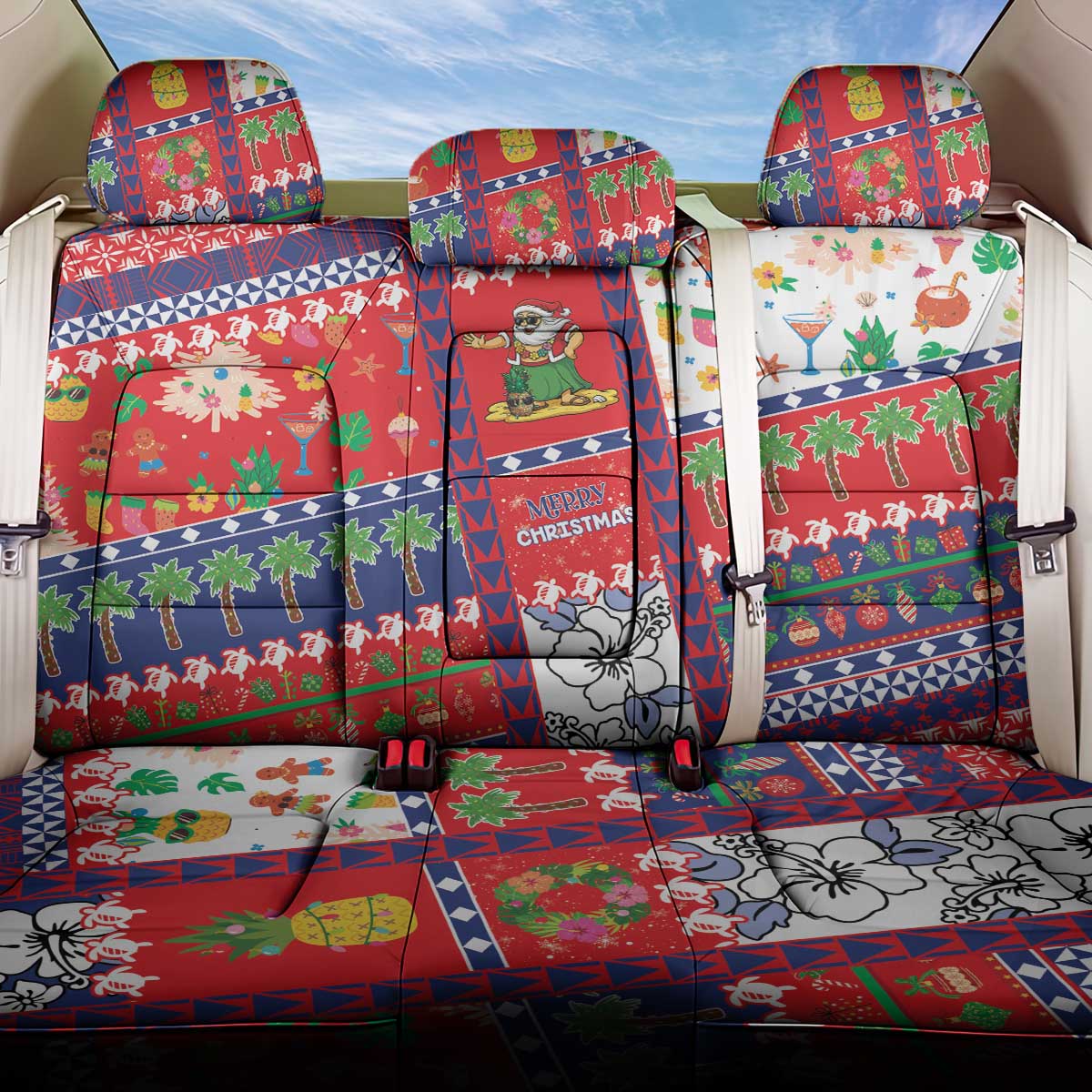 Wallis And Futuna Christmas Back Car Seat Cover Festive Beach Vibes LT05 One Size Red - Polynesian Pride