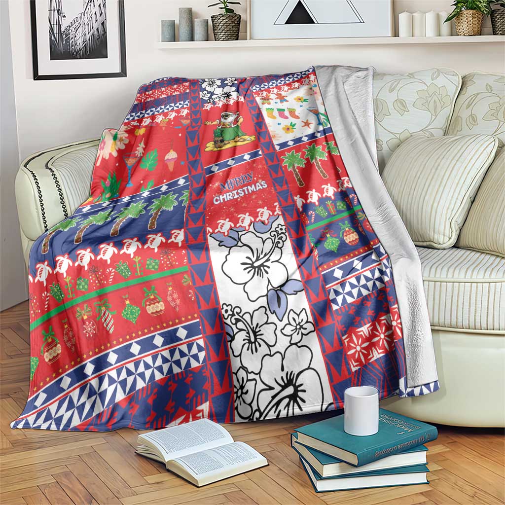 Wallis And Futuna Christmas Blanket Festive Beach Vibes LT05 Red - Polynesian Pride