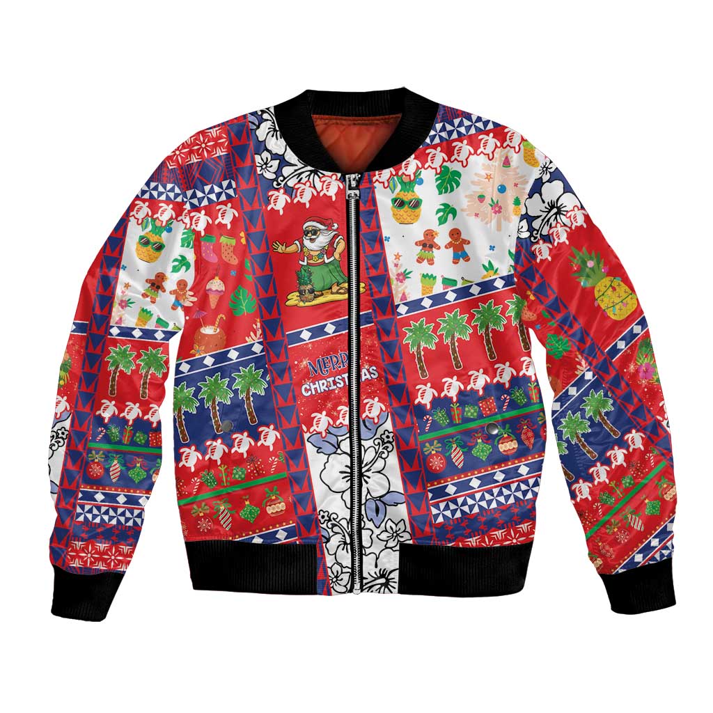 Wallis And Futuna Christmas Bomber Jacket Festive Beach Vibes LT05 Unisex Red - Polynesian Pride