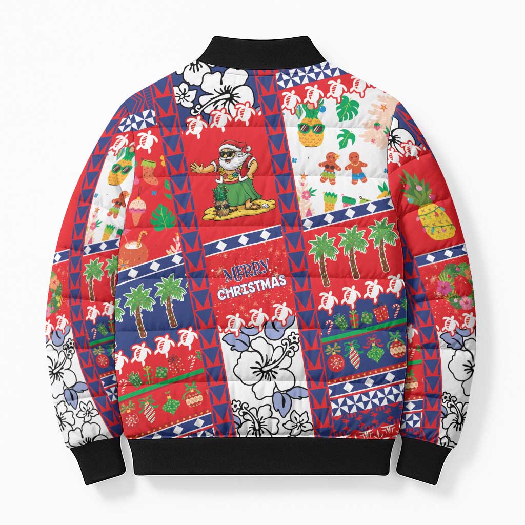 Wallis And Futuna Christmas Bomber Puffer Jacket Festive Beach Vibes LT05 - Polynesian Pride