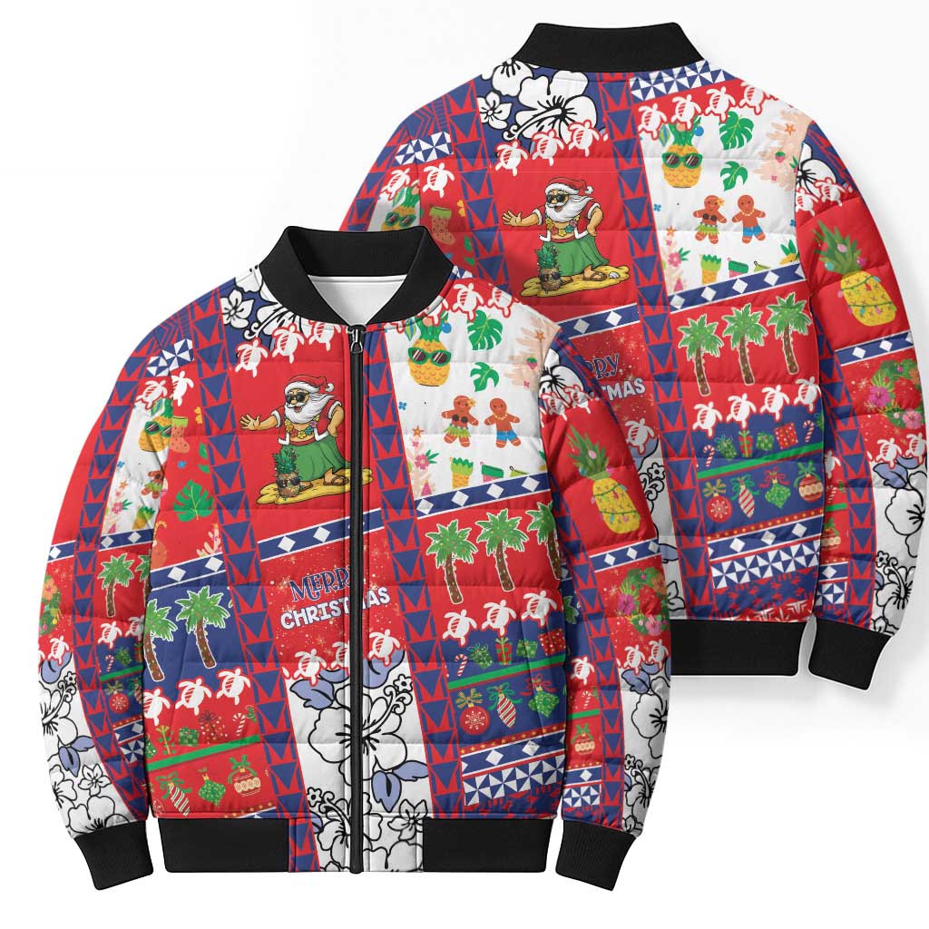 Wallis And Futuna Christmas Bomber Puffer Jacket Festive Beach Vibes LT05 - Polynesian Pride