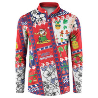 Wallis And Futuna Christmas Button Sweatshirt Festive Beach Vibes LT05 Red - Polynesian Pride