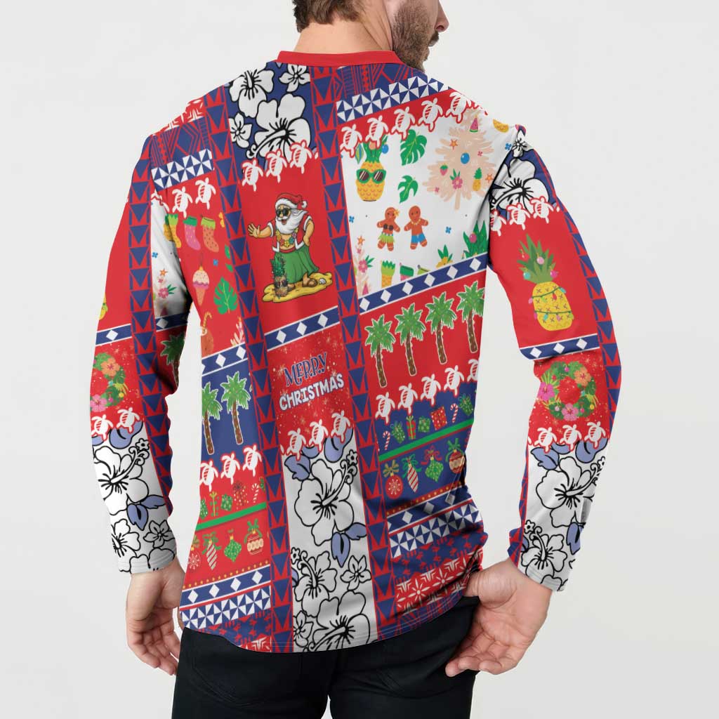 Wallis And Futuna Christmas Button Sweatshirt Festive Beach Vibes LT05 - Polynesian Pride