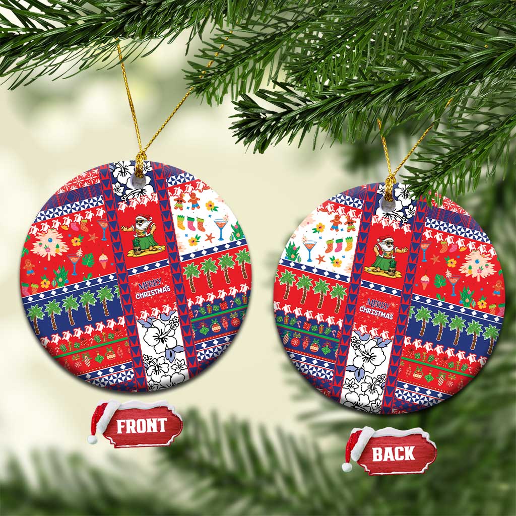Wallis And Futuna Christmas Ceramic Ornament Festive Beach Vibes LT05 Circle Red - Polynesian Pride