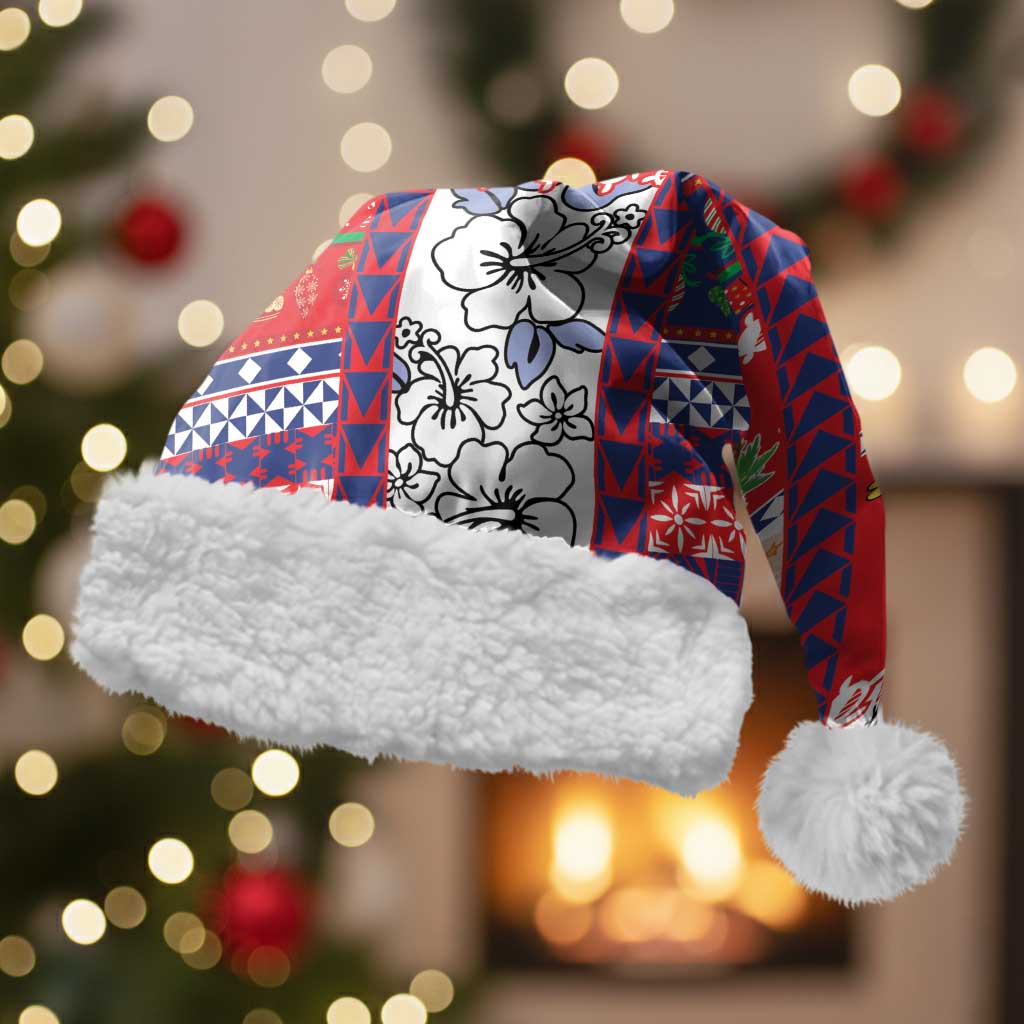 Wallis And Futuna Christmas Santa Hat Festive Beach Vibes LT05 With Fur Red - Polynesian Pride