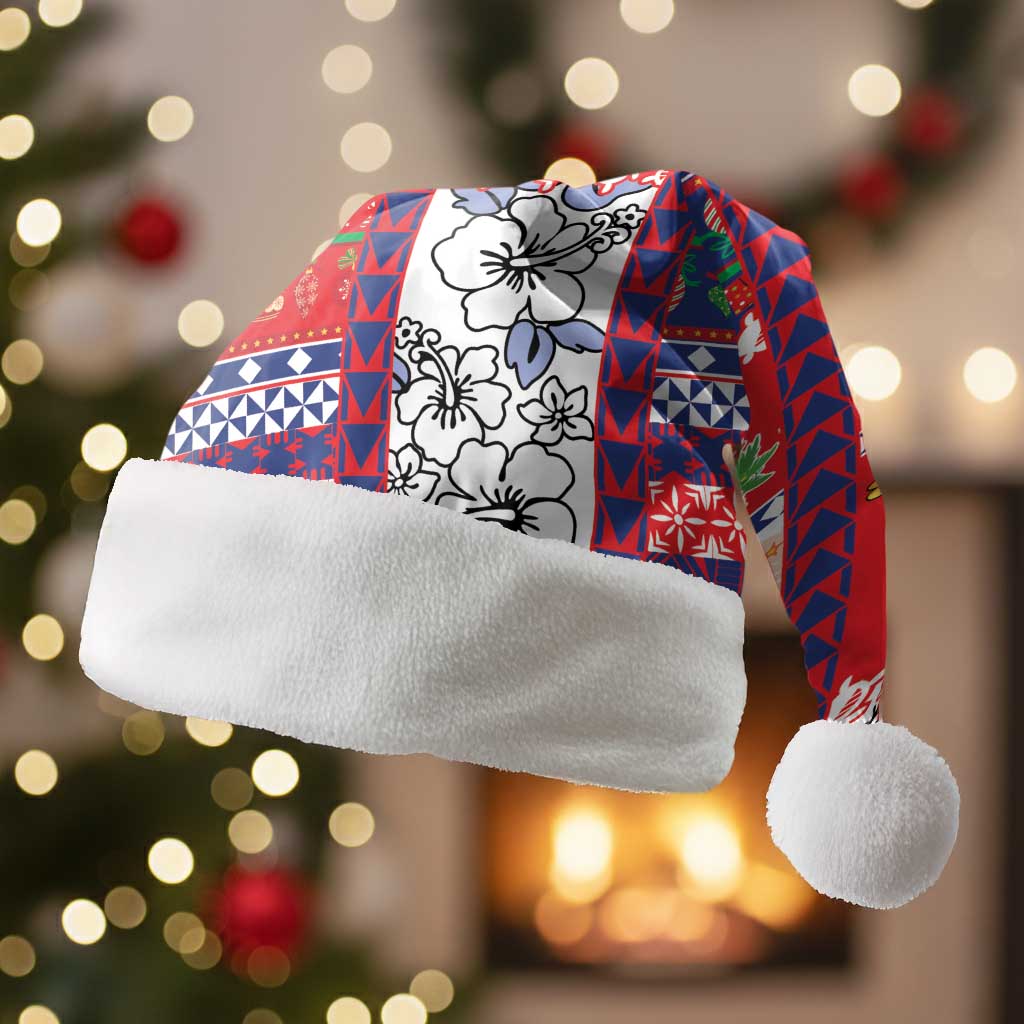 Wallis And Futuna Christmas Santa Hat Festive Beach Vibes LT05 Without Fur Red - Polynesian Pride