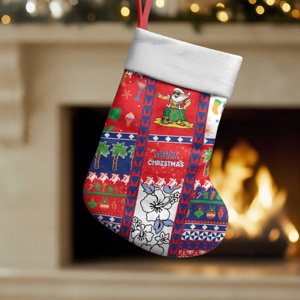 Wallis And Futuna Christmas Stocking Festive Beach Vibes LT05 Set of 2 Red - Polynesian Pride