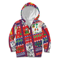 Wallis And Futuna Christmas Kid Hoodie Festive Beach Vibes LT05 Zip Hoodie Red - Polynesian Pride