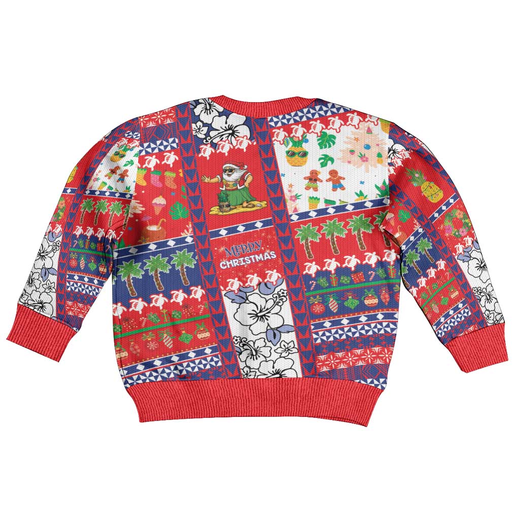 Wallis And Futuna Christmas Kid Ugly Christmas Sweater Festive Beach Vibes LT05 - Polynesian Pride