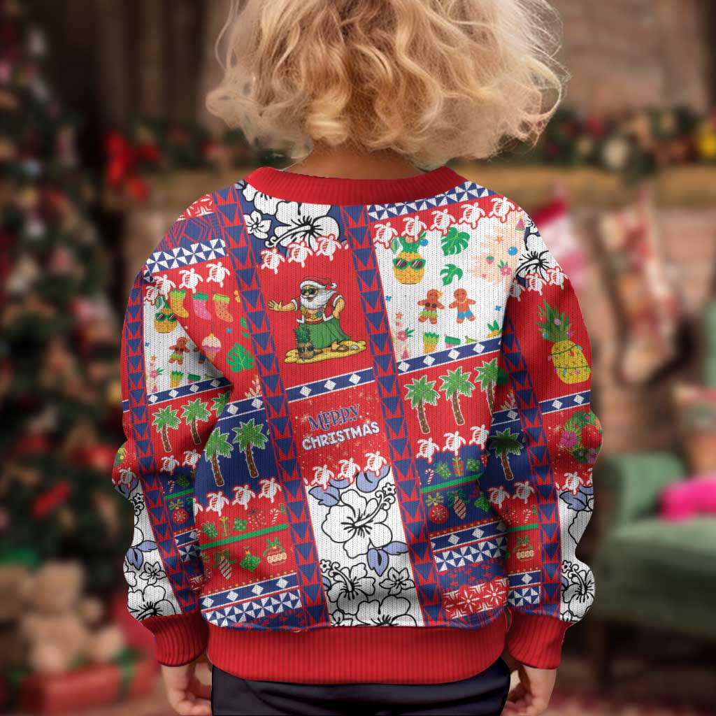 Wallis And Futuna Christmas Kid Ugly Christmas Sweater Festive Beach Vibes LT05 - Polynesian Pride