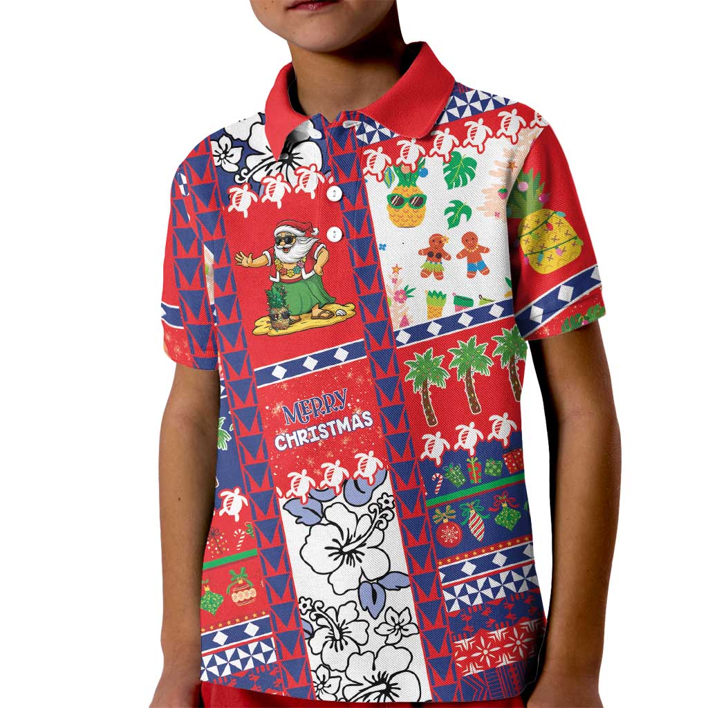 Wallis And Futuna Christmas Kid Polo Shirt Festive Beach Vibes LT05 Kid Red - Polynesian Pride