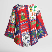 Wallis And Futuna Christmas Kimono Sleeve Blouse Festive Beach Vibes LT05 - Polynesian Pride