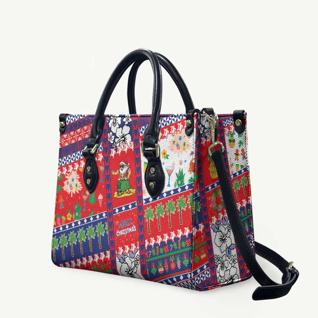 Wallis And Futuna Christmas Leather Bag Festive Beach Vibes LT05 Red - Polynesian Pride