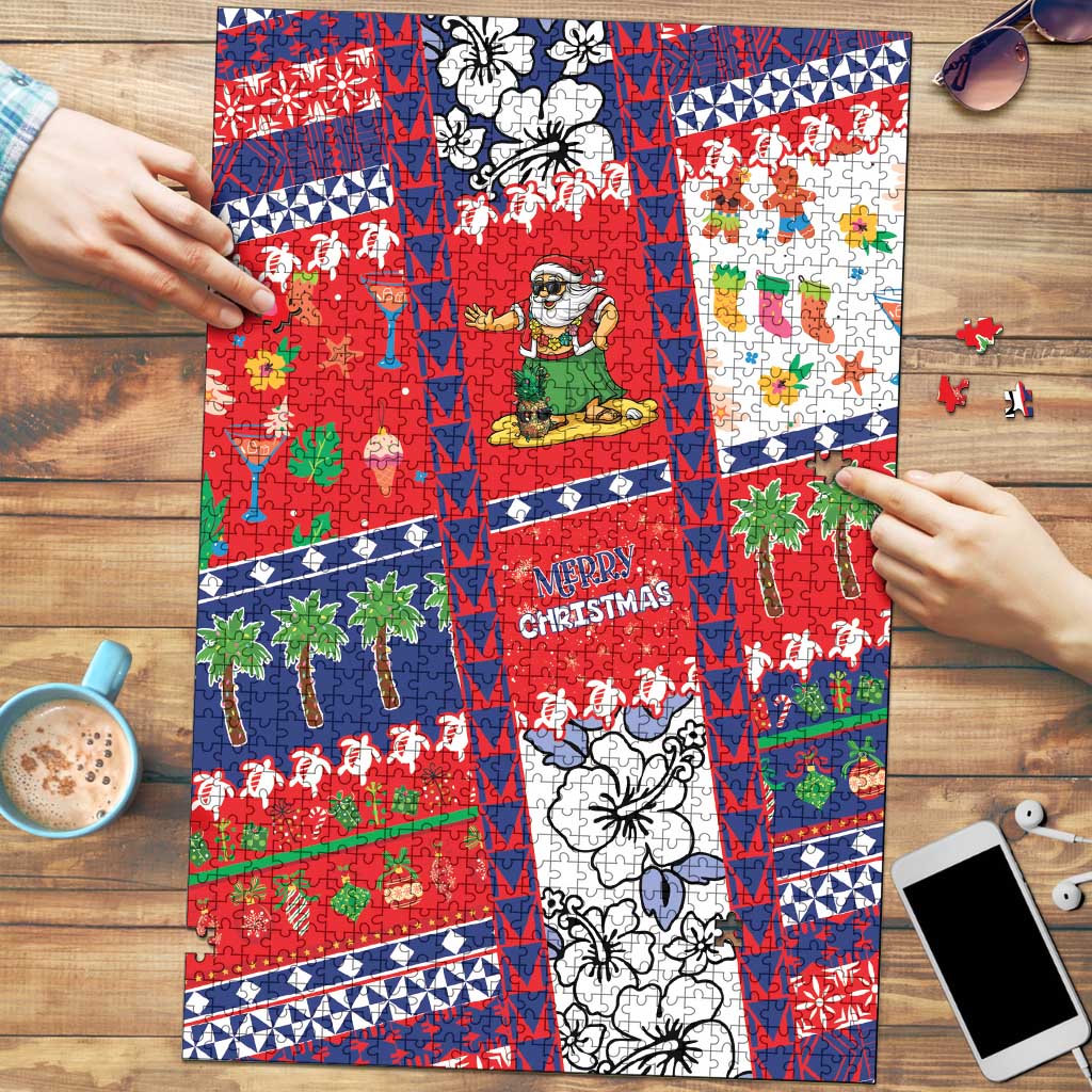 Wallis And Futuna Christmas Puzzle Festive Beach Vibes LT05 Red - Polynesian Pride