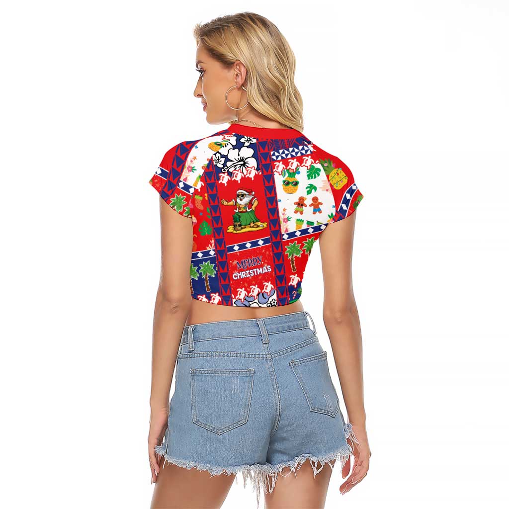 Wallis And Futuna Christmas Raglan Cropped T Shirt Festive Beach Vibes LT05 - Polynesian Pride
