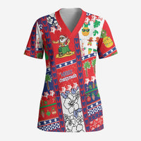 Wallis And Futuna Christmas Scrub Top Festive Beach Vibes LT05 Adult Red - Polynesian Pride
