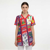 Wallis And Futuna Christmas Scrub Top Festive Beach Vibes LT05 - Polynesian Pride