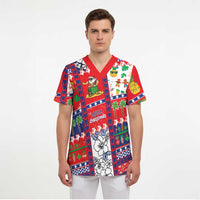 Wallis And Futuna Christmas Scrub Top Festive Beach Vibes LT05 - Polynesian Pride