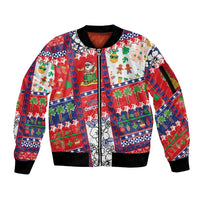 Wallis And Futuna Christmas Sleeve Zip Bomber Jacket Festive Beach Vibes LT05 Unisex Red - Polynesian Pride