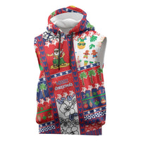 Wallis And Futuna Christmas Sleeveless Hoodie Festive Beach Vibes LT05 Red - Polynesian Pride