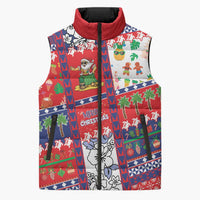 Wallis And Futuna Christmas Sleeveless Puffer Jacket Festive Beach Vibes LT05 Unisex Red - Polynesian Pride