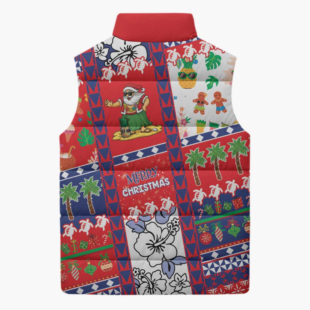 Wallis And Futuna Christmas Sleeveless Puffer Jacket Festive Beach Vibes LT05 - Polynesian Pride