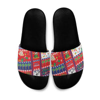Wallis And Futuna Christmas Slide Sandals Festive Beach Vibes LT05 Red - Polynesian Pride