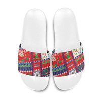 Wallis And Futuna Christmas Slide Sandals Festive Beach Vibes LT05 Red - Polynesian Pride