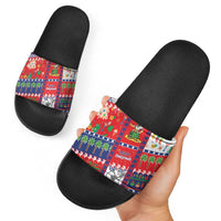 Wallis And Futuna Christmas Slide Sandals Festive Beach Vibes LT05 - Polynesian Pride