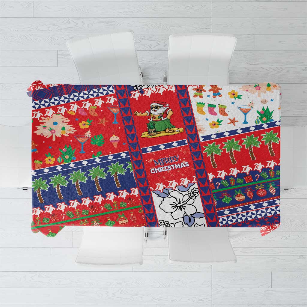 Wallis And Futuna Christmas Tablecloth Festive Beach Vibes LT05 Red - Polynesian Pride
