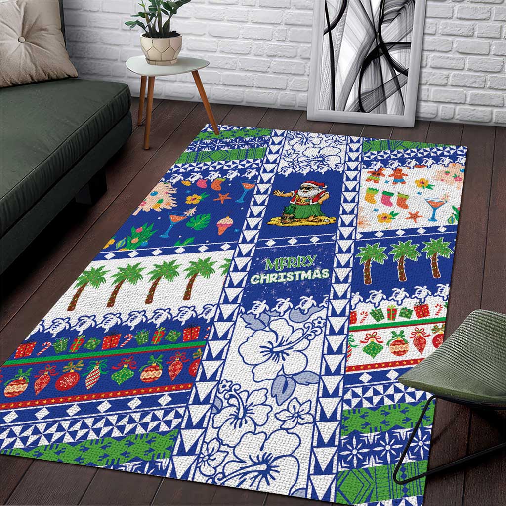 Northern Mariana Islands Christmas Area Rug Festive Beach Vibes LT05 Blue - Polynesian Pride
