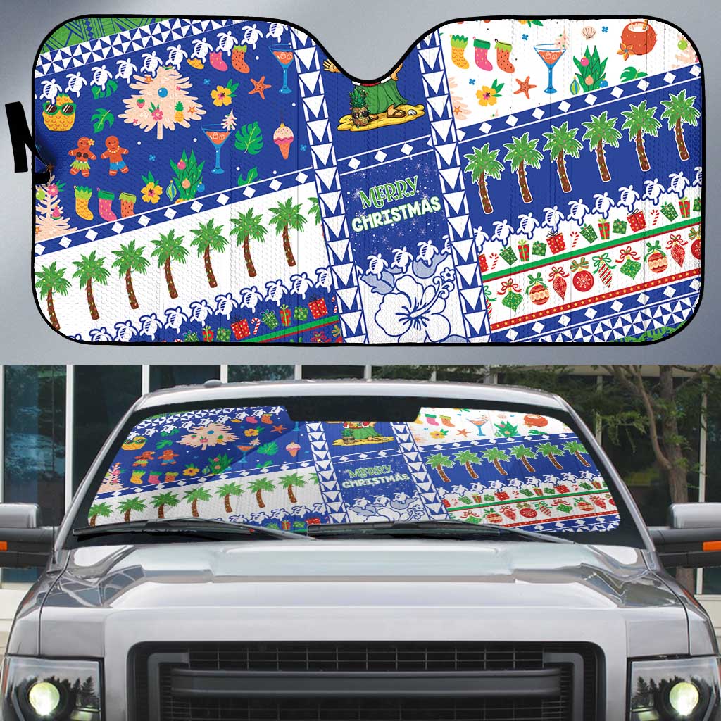 Northern Mariana Islands Christmas Auto Sun Shade Festive Beach Vibes LT05 Blue - Polynesian Pride