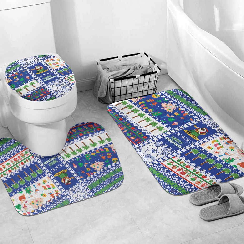 Northern Mariana Islands Christmas Bathroom Set Festive Beach Vibes LT05 Mat Set Only (3 pcs) One Size Blue - Polynesian Pride