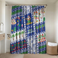 Northern Mariana Islands Christmas Bathroom Set Festive Beach Vibes LT05 Shower Curtain Only Blue - Polynesian Pride