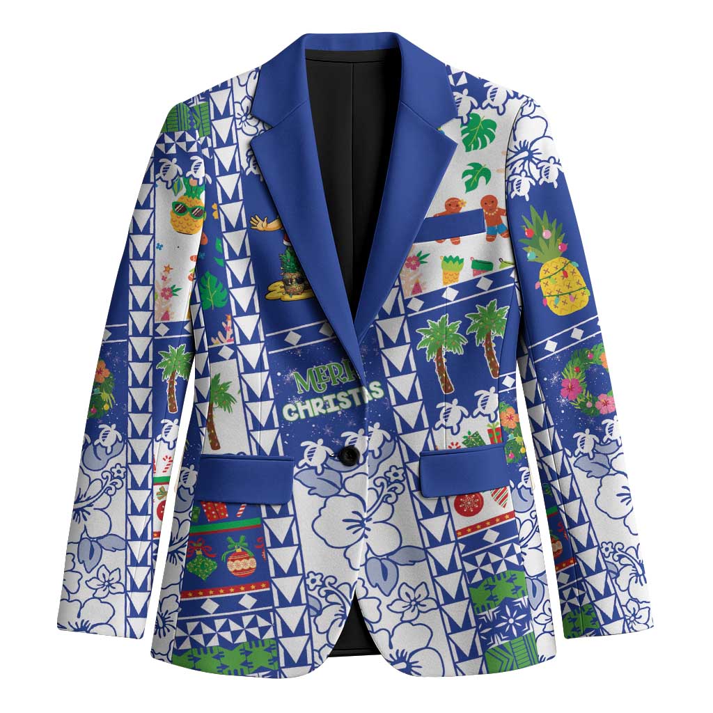 Northern Mariana Islands Christmas Blazer Festive Beach Vibes LT05 Unisex Blue - Polynesian Pride