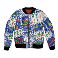 Northern Mariana Islands Christmas Bomber Jacket Festive Beach Vibes LT05 Unisex Blue - Polynesian Pride