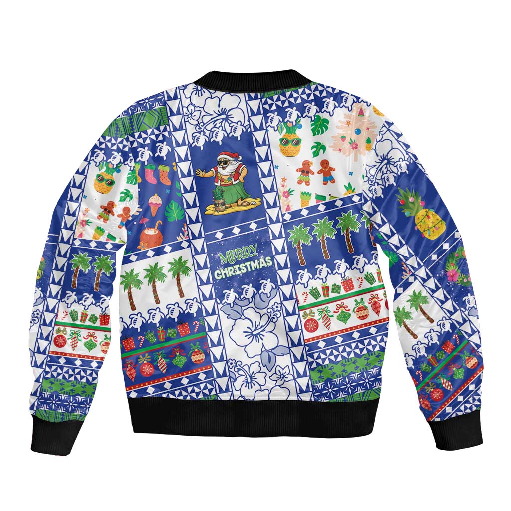 Northern Mariana Islands Christmas Bomber Jacket Festive Beach Vibes LT05 - Polynesian Pride