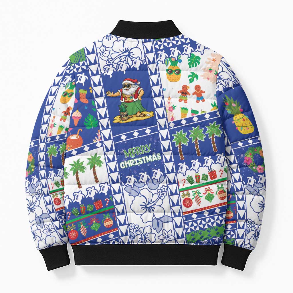 Northern Mariana Islands Christmas Bomber Puffer Jacket Festive Beach Vibes LT05 - Polynesian Pride